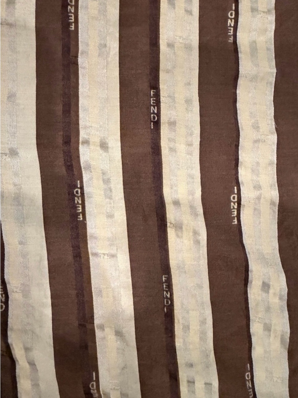 Fendi Brown and Beige Striped Silk Pocket Square with Border - Picture 5 of 9
